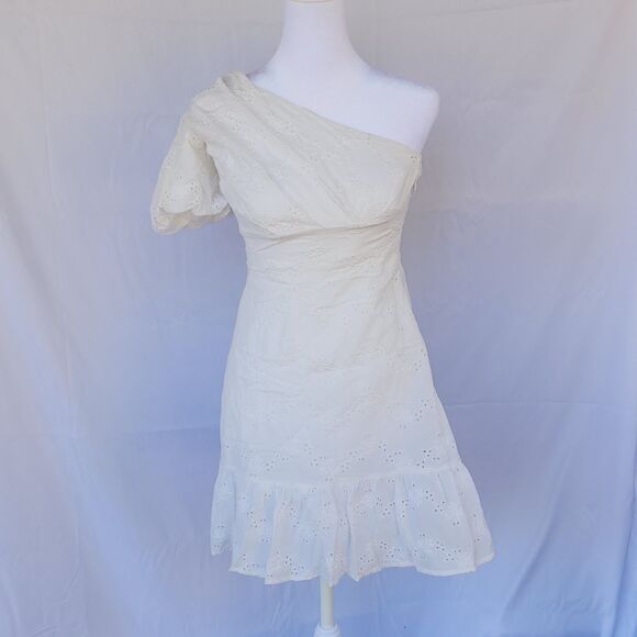 urban outfitters white off the shoulder dress UO Blake Knit Off-The-Shoulder Mini Dress